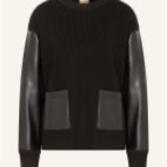 BOSS Finalian wool vegan leather ONE POCKET sweater size large MSRP $348 - Picture 10 of 12